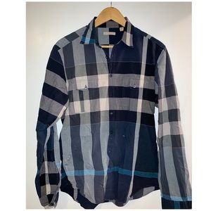 Men’s Burberry plaid shirt - navy - medium